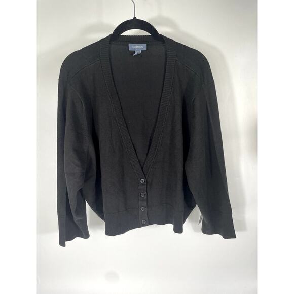 Modcloth Sweaters - NWT Modcloth Cropped Vneck Knit Button Up Cardigan Black Size 4X Capsule Staple